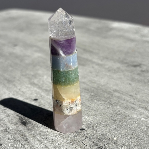 Pastel Rainbow Chakra Wand Obelisk Tower - Picture 1 of 7